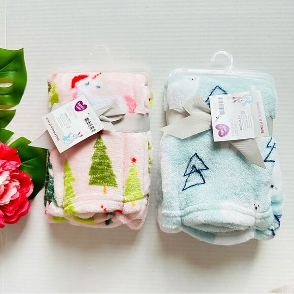 Parent's Choice Holiday Unicorns Plush Baby Blanket, 30" x 36" Pink - NEW - Picture 7 of 7